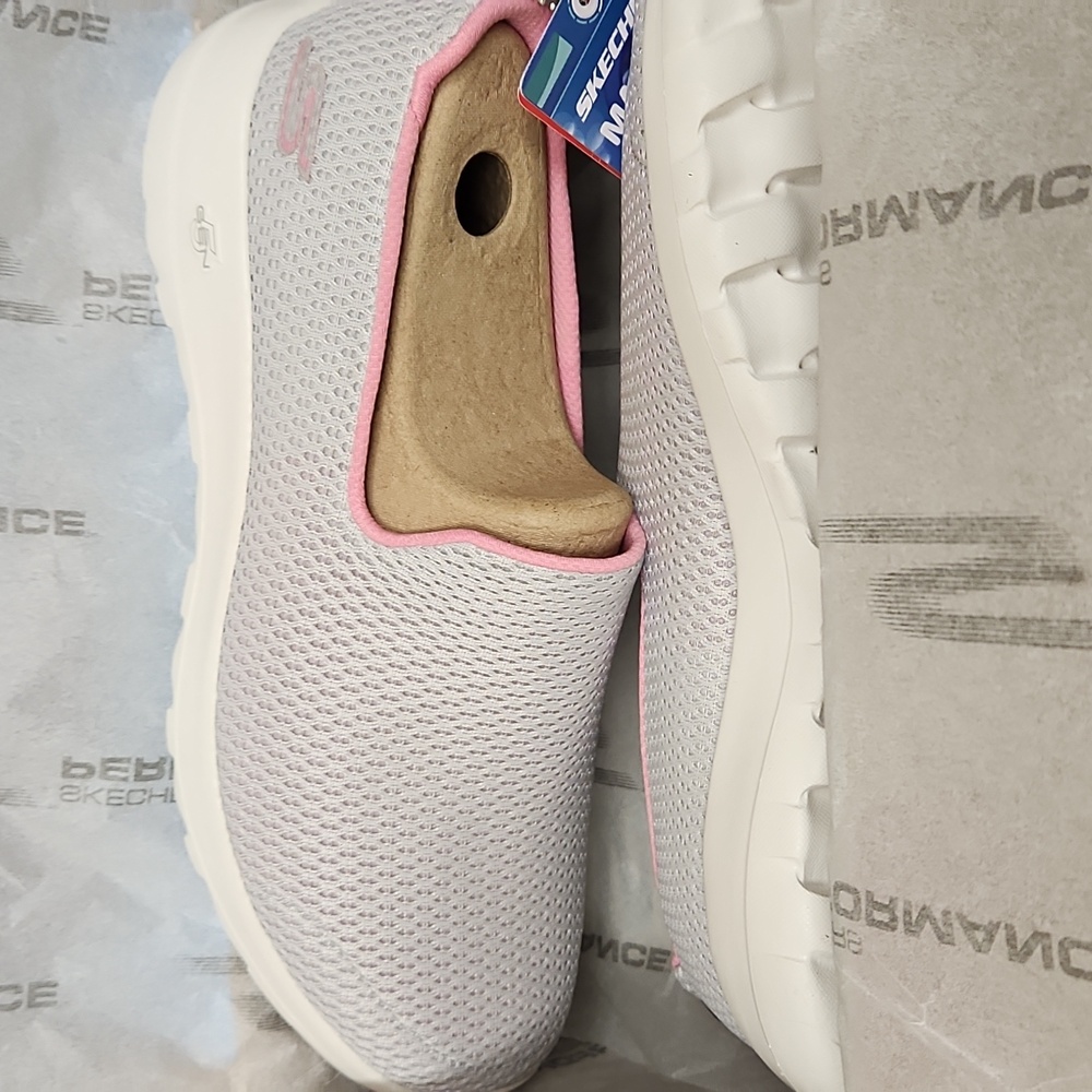 Skechers Gray and Pink Slip-On Sneakers - Picture 6 of 8